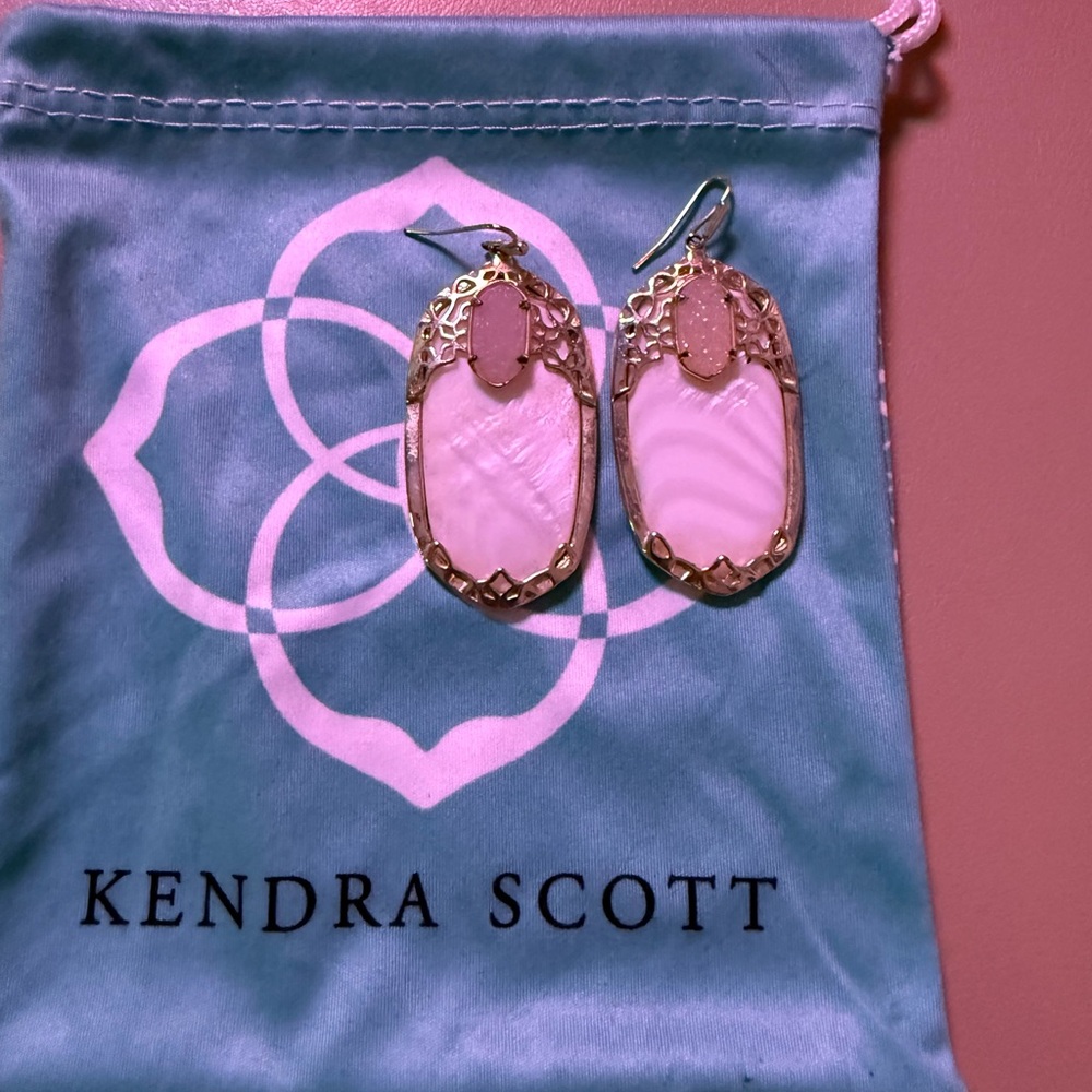 Kendra Scott Blush and Gold Statement Earrings